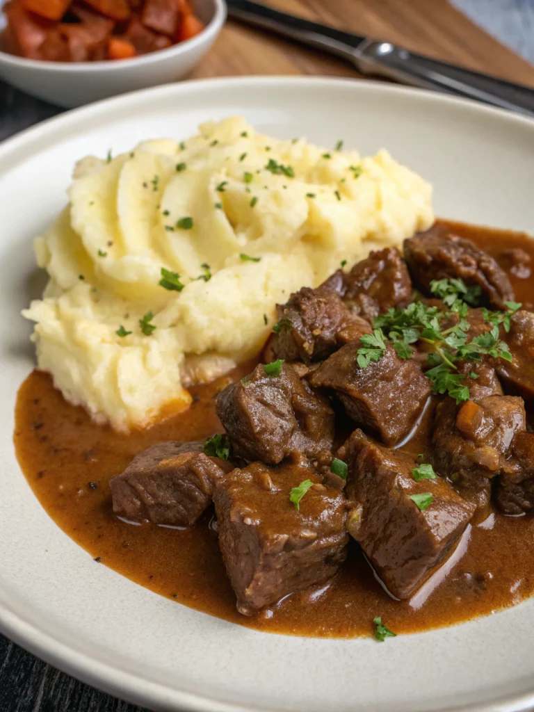 Bœuf Braisé en Sauce avec Purée Maison
