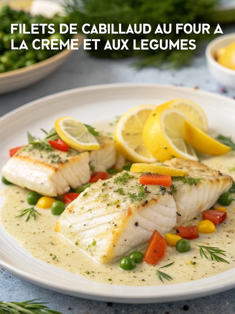 Filets de Cabillaud au Four à la Crème et aux Légumes