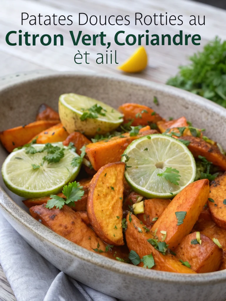 Patates Douces Rôties au Citron Vert, Coriandre et Ail