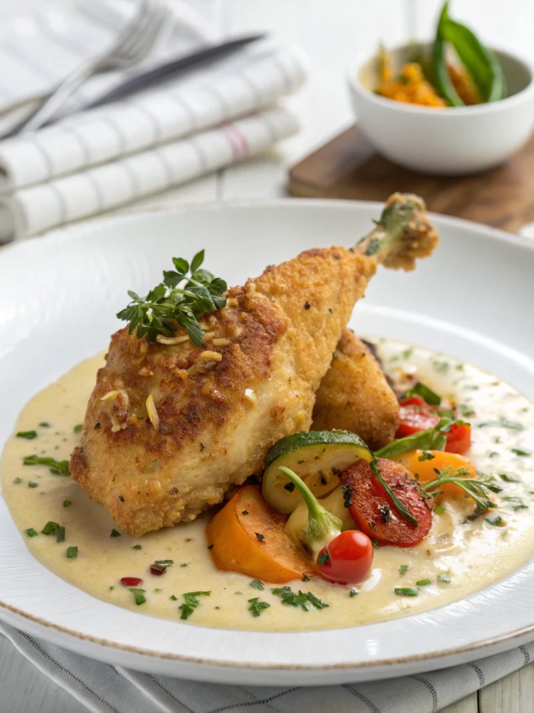 Poulet Croustillant à l'Ancienne avec Sauce Crémeuse