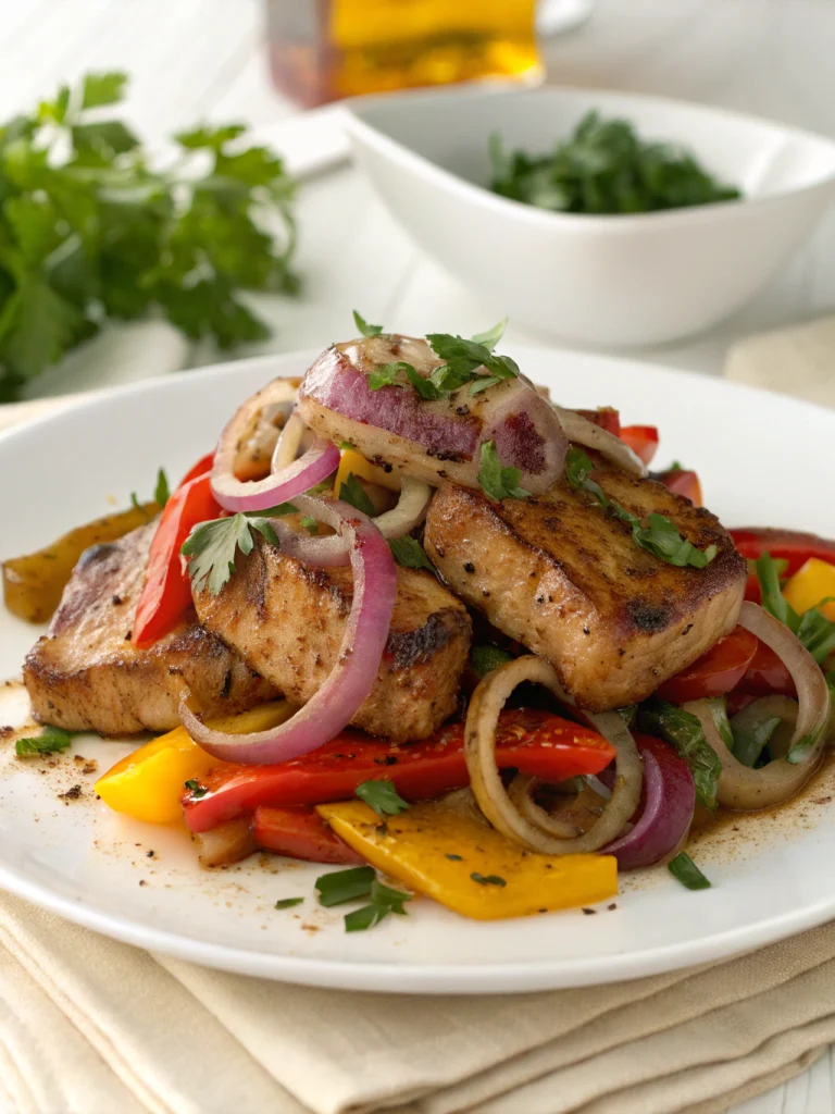 Sauté de porc aux oignons et poivrons