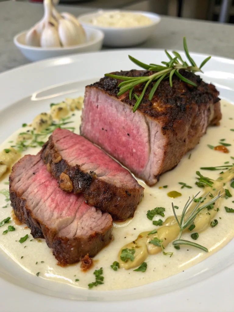 Steak Juteux avec Sauce Crémeuse à l'Ail