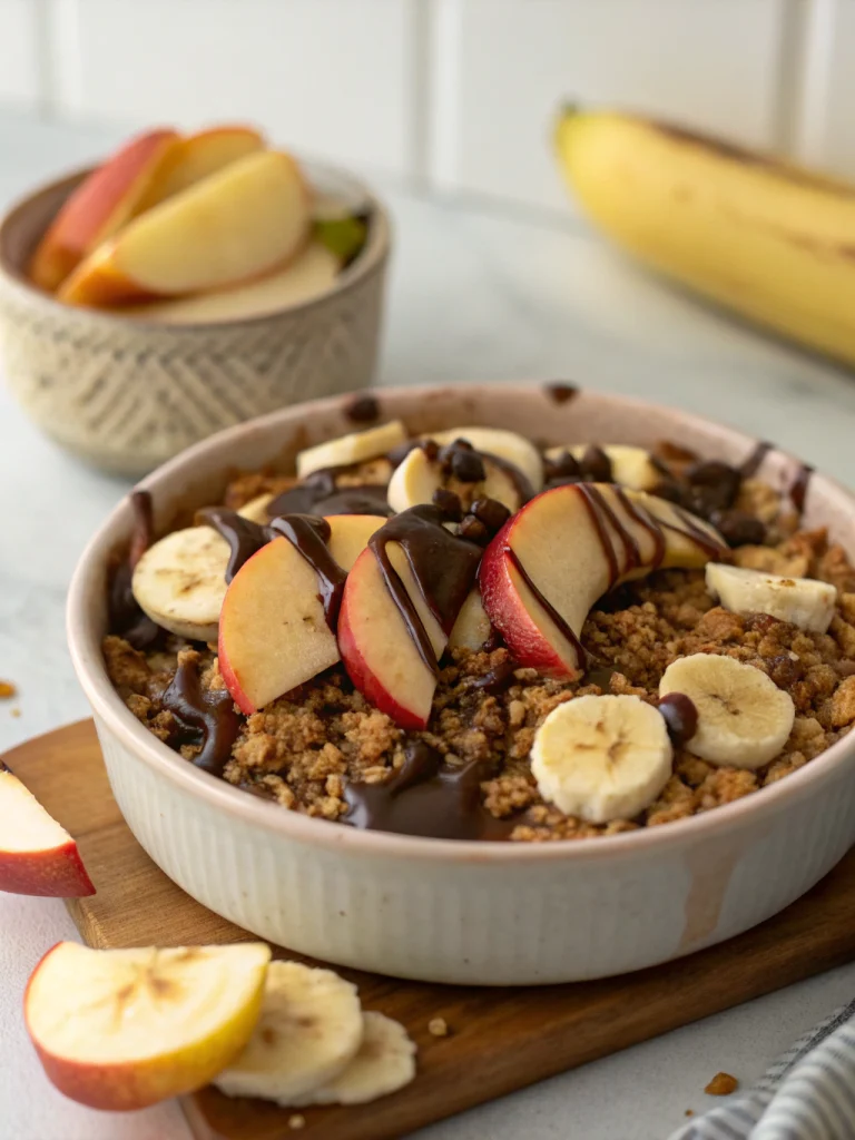 crumble pomme banane au chocolat