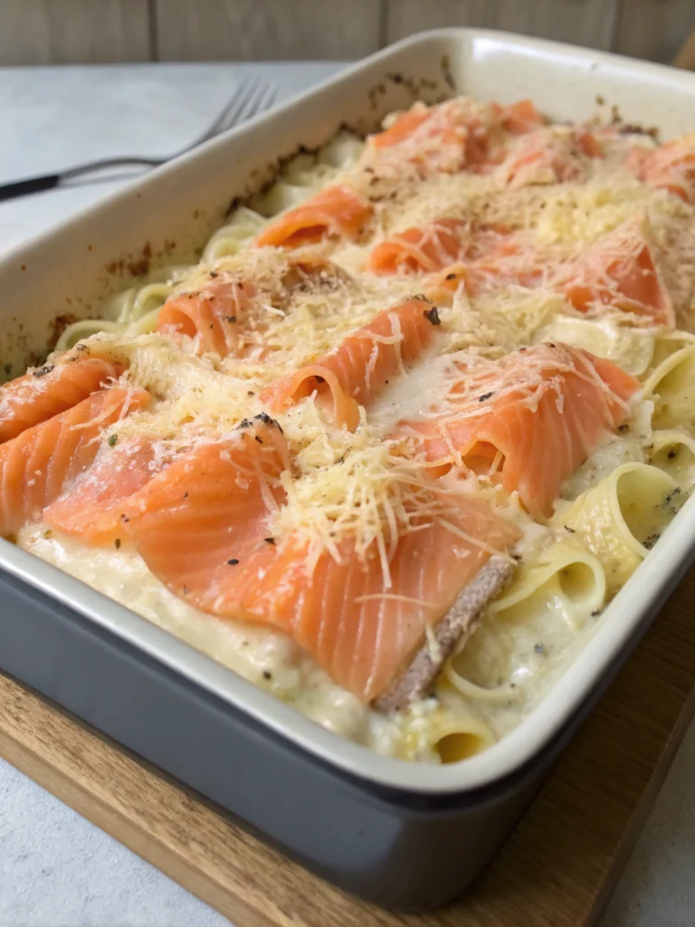 gratin de pâtes au saumon fumé