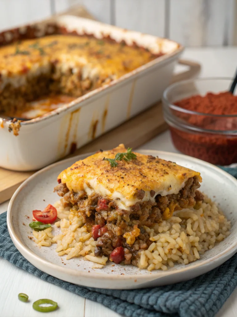 gratin mexicain de riz à la viande hachée