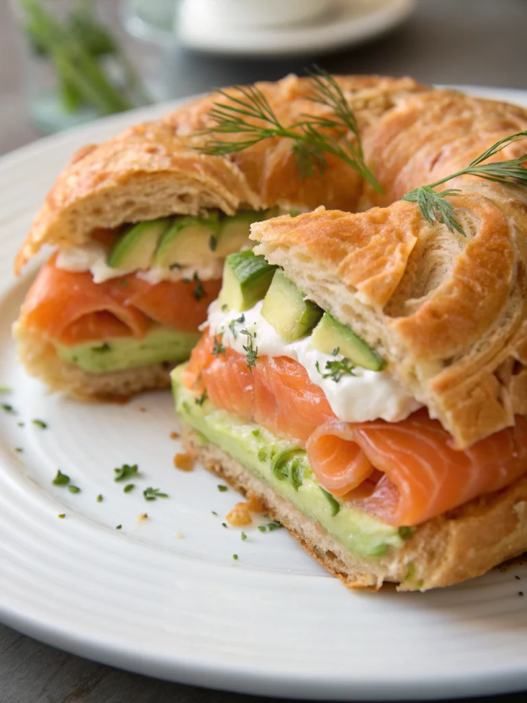 paris-brest salé au saumon écossais, crème d’avocat et fromage frais