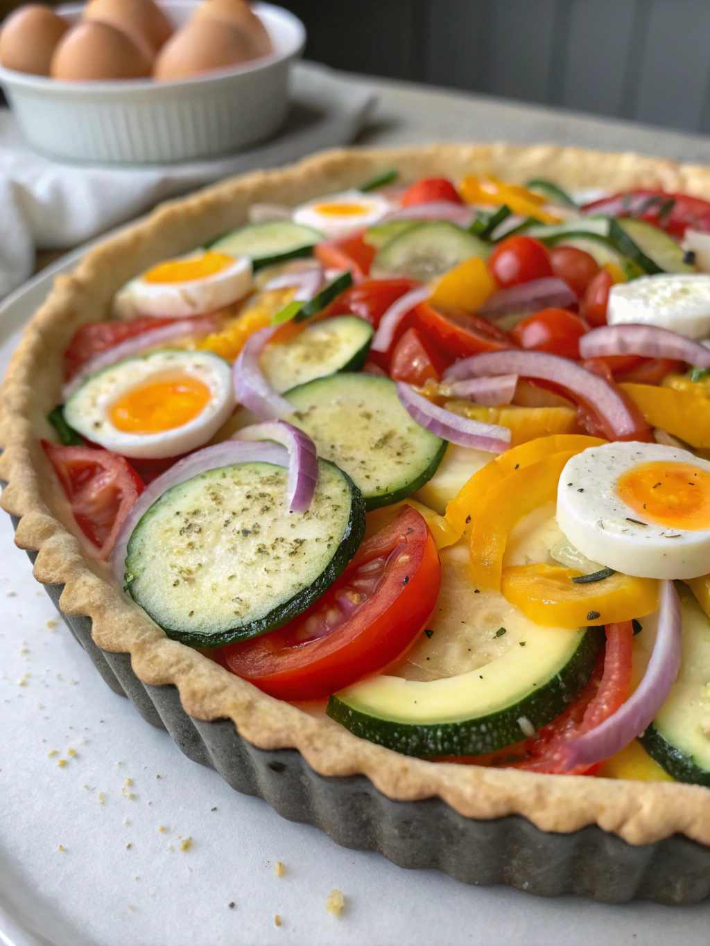 Ingrédients pour la quiche aux légumes d'été