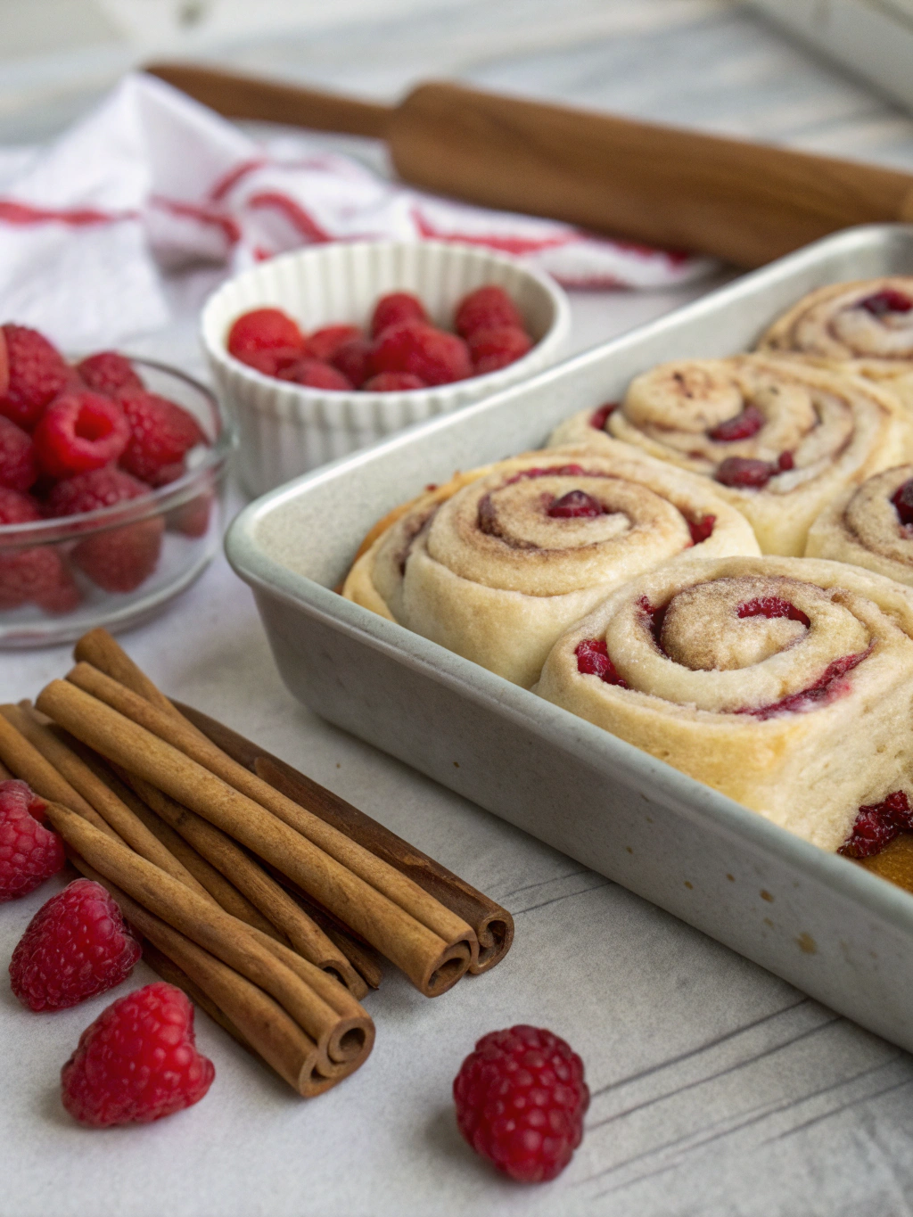 Roulés à la cannelle et framboise