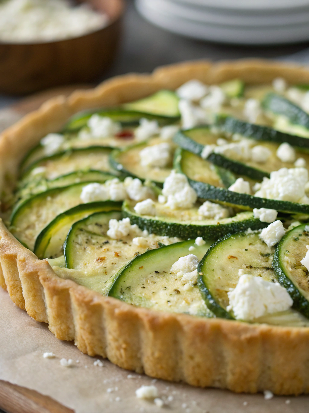 Tarte courgette et feta préparée