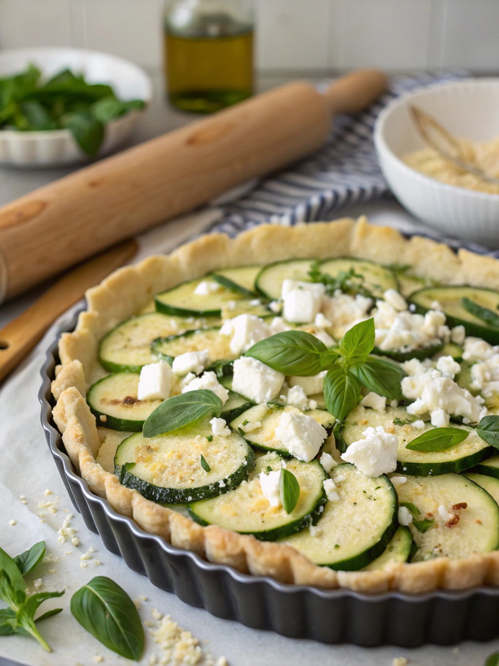 Ingrédients pour tarte courgette et feta