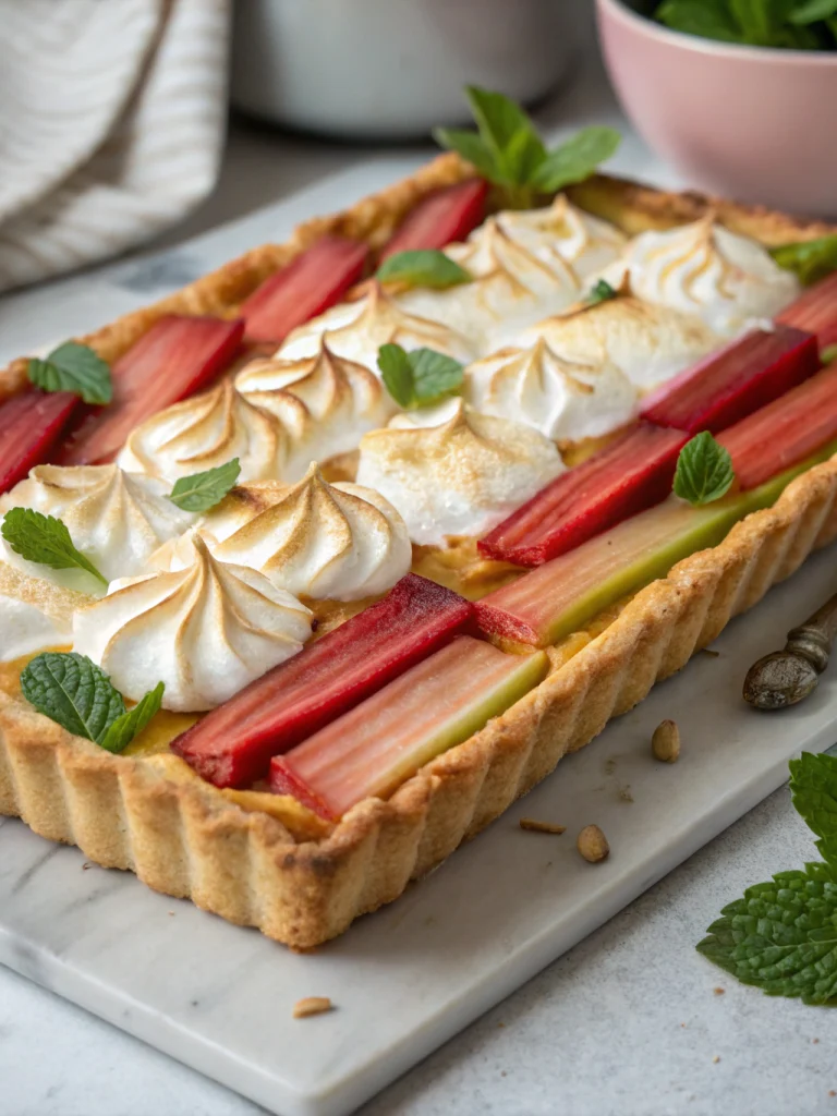 tarte rhubarbe meringuée