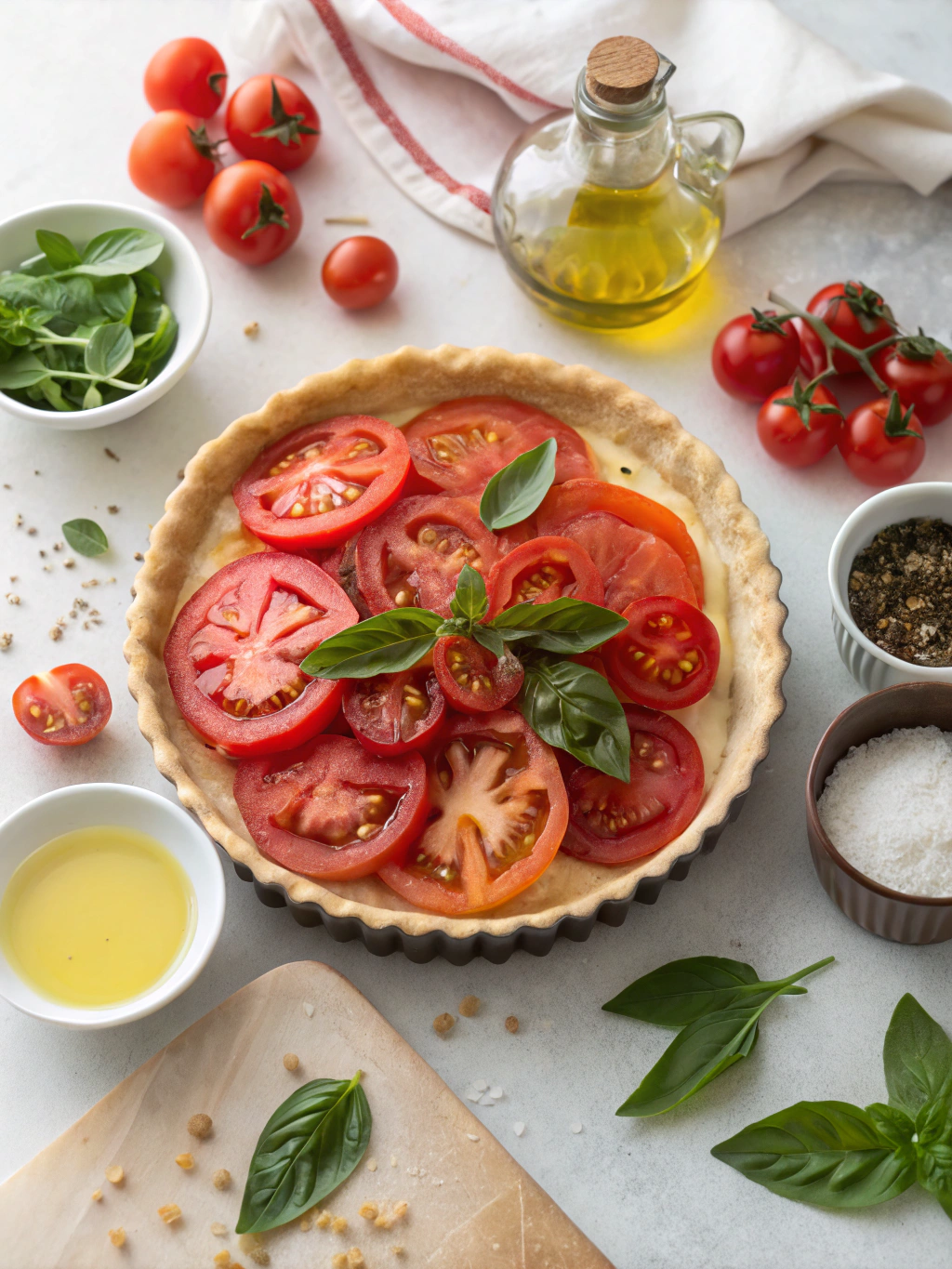 Ingrédients pour tarte à la tomate