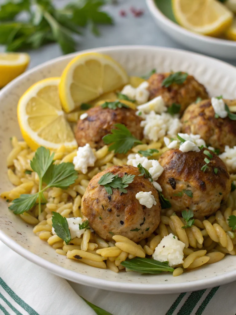 Boulettes grecques orzo citronné feta