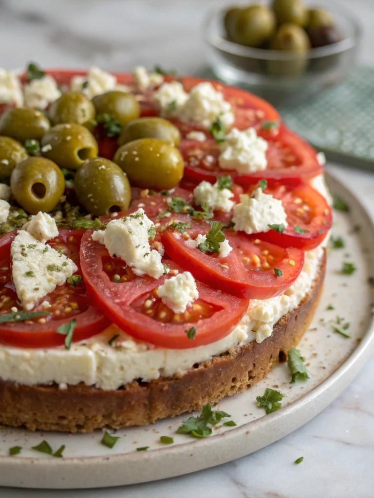Cake tomates séchées feta olives vertes