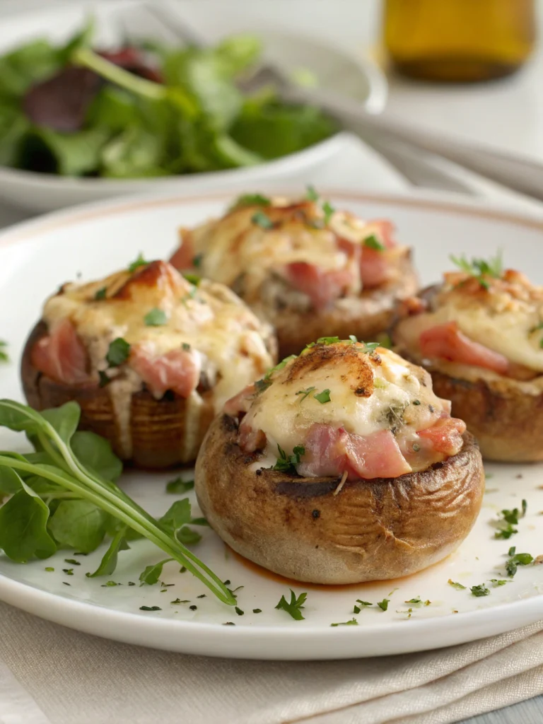 Champignons farcis au jambon et fromage