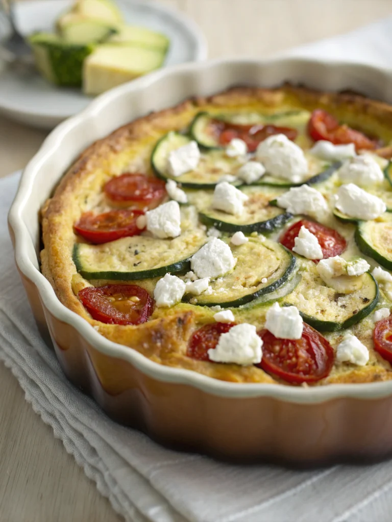 Clafoutis salé chèvre courgettes et tomates