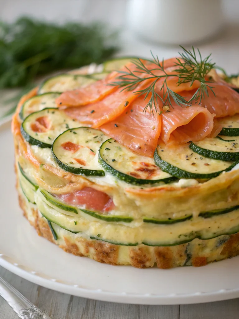 Croque-cake courgette et saumon fumé