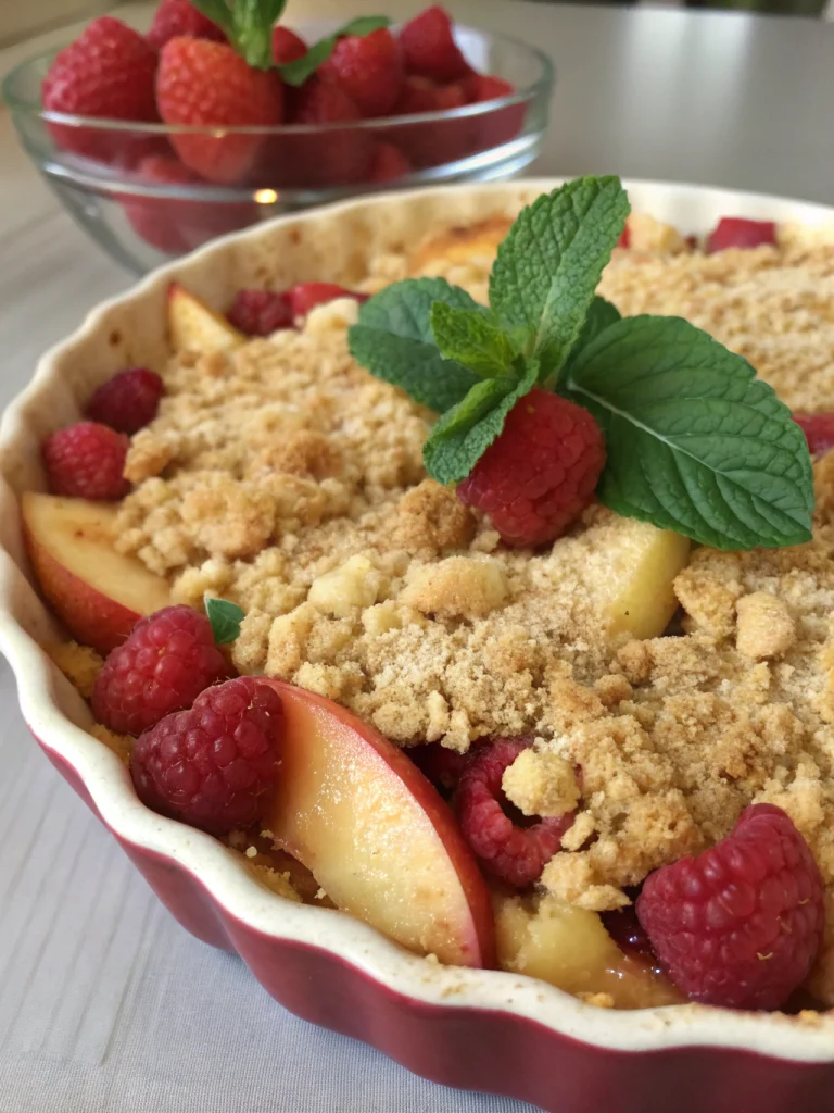 Crumble pommes framboises