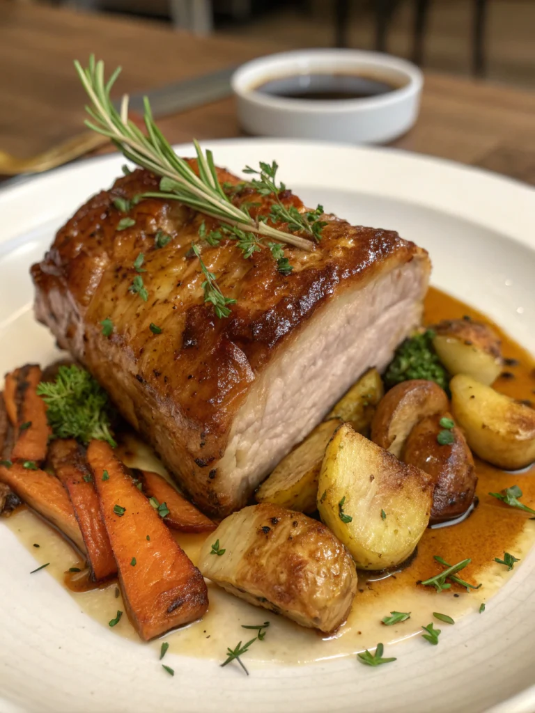 Échine de porc caramélisée au four