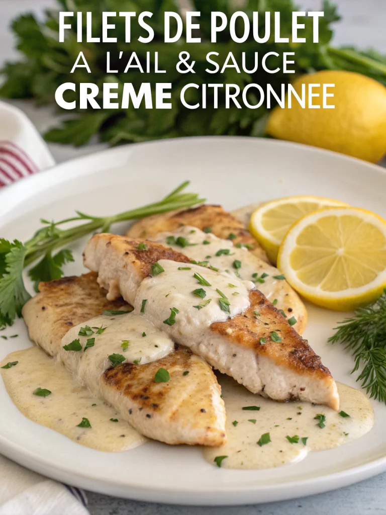 Filets de Poulet à l'Ail & Sauce Crème Citronnée