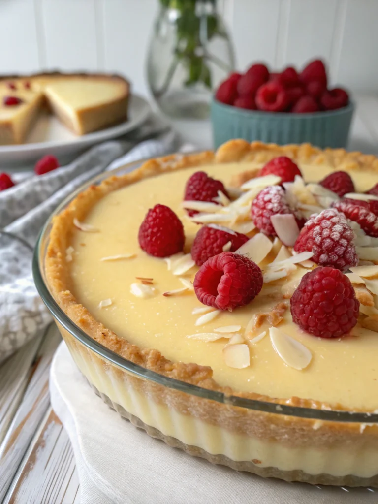 Flan pâtissier noix de coco framboises
