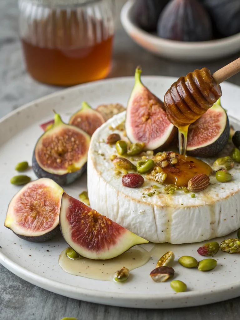 Fromage chèvre miel figues pistaches