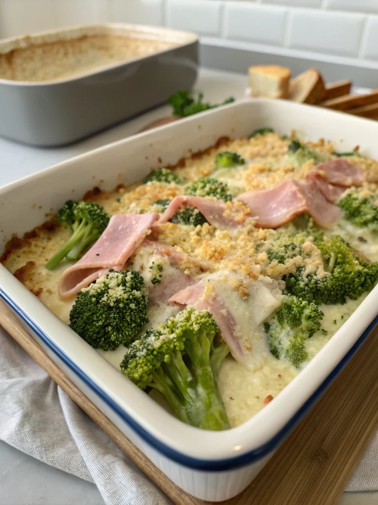 Gratin fondant aux brocolis et jambon