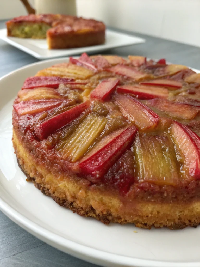 Gâteau à la rhubarbe renversé ultra moelleux