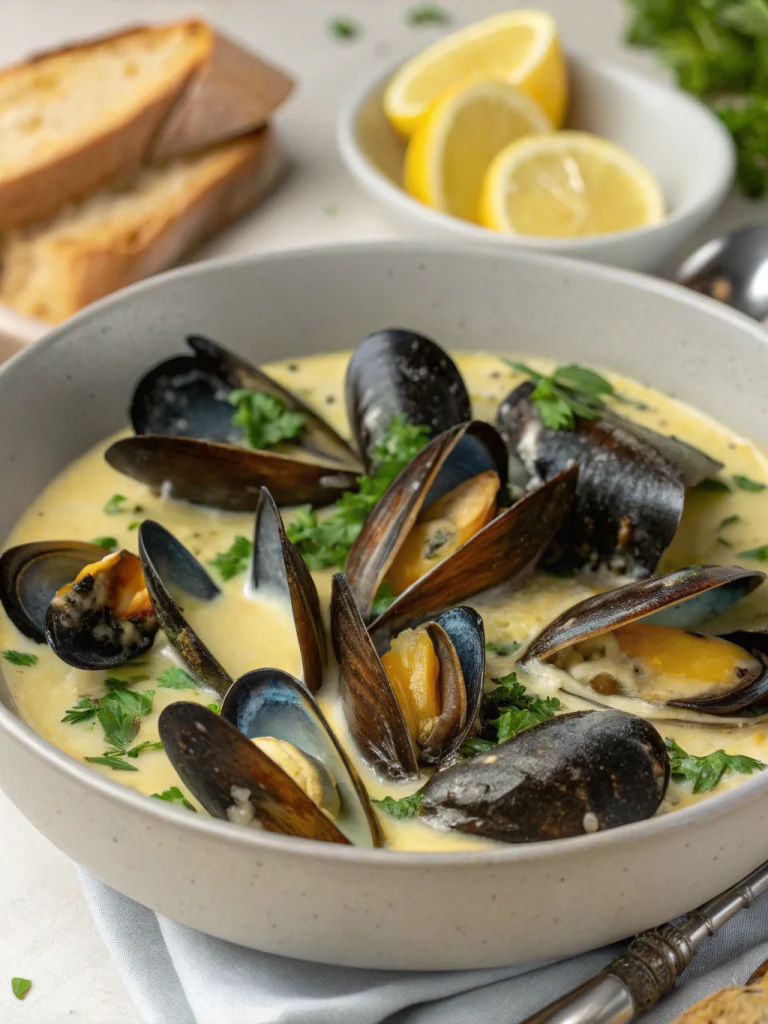 Moules à la crème d’ail