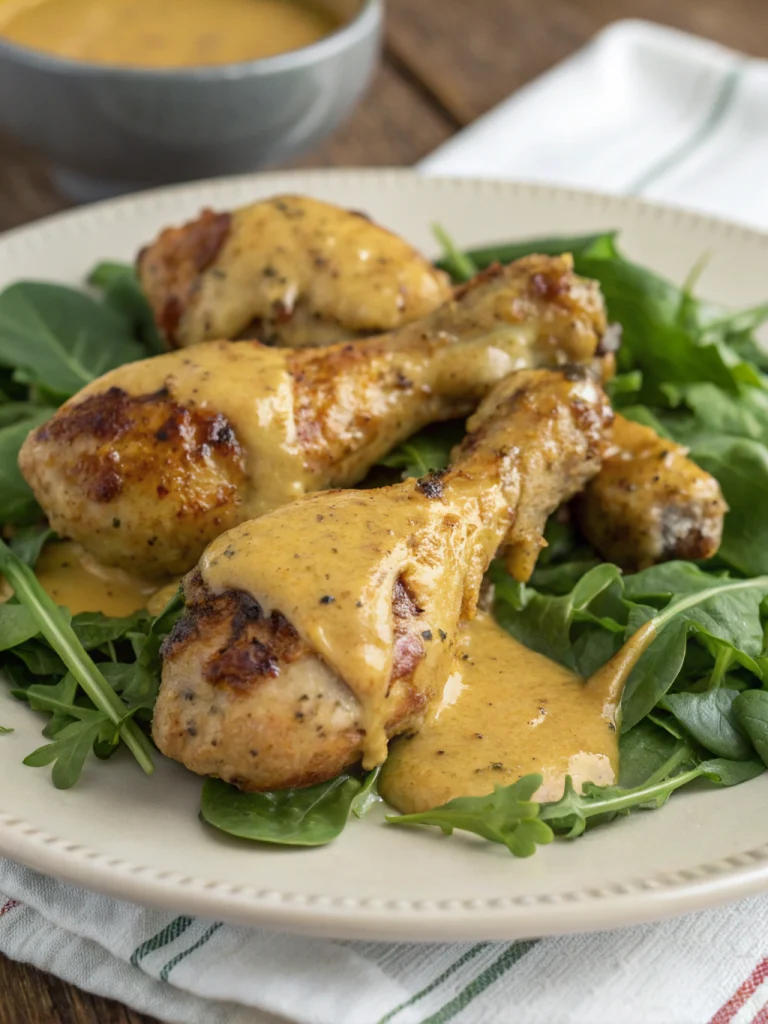 Pilons de poulet crème moutarde miel
