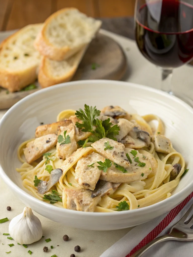 Pâtes Alfredo au Poulet et aux Champignons