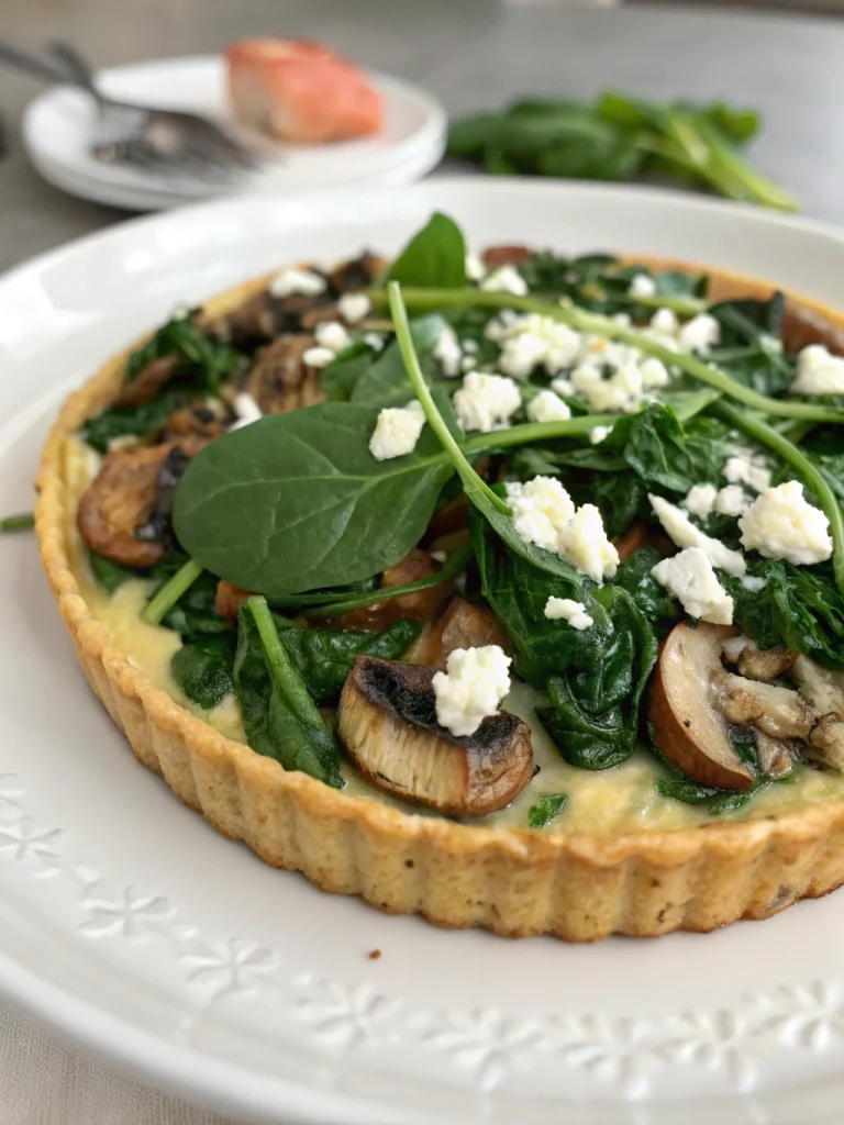Quiche sans pâte épinards, champignons & feta
