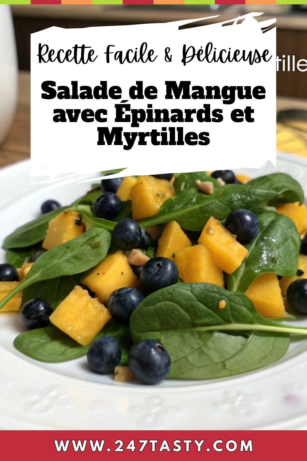 Salade de Mangue avec Épinards et Myrtilles pinterest