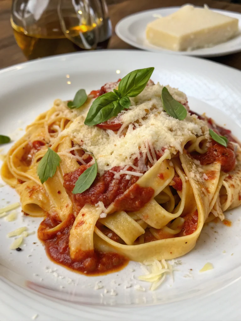 Tagliatelles à la Sauce Tomate Fromagère
