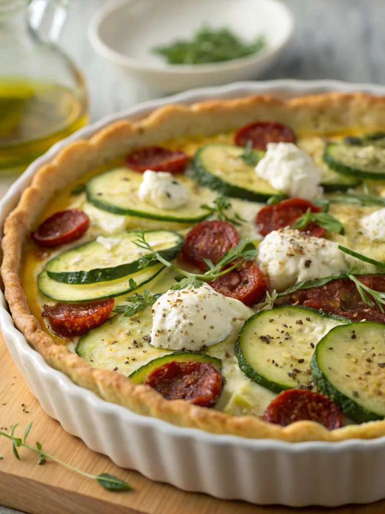 Tarte courgettes, ricotta et chorizo