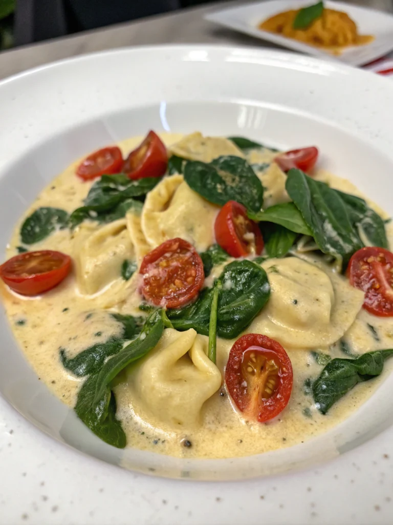 Tortellinis Crémeux aux Épinards et Tomates