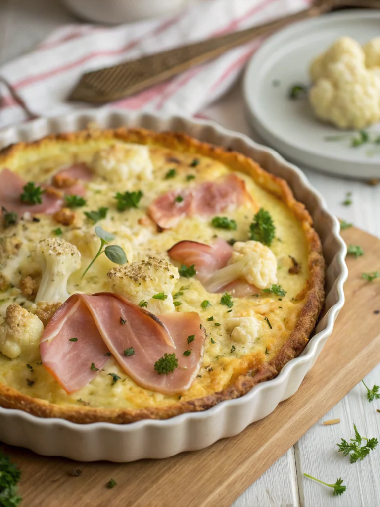 Clafoutis de chou-fleur au jambon léger