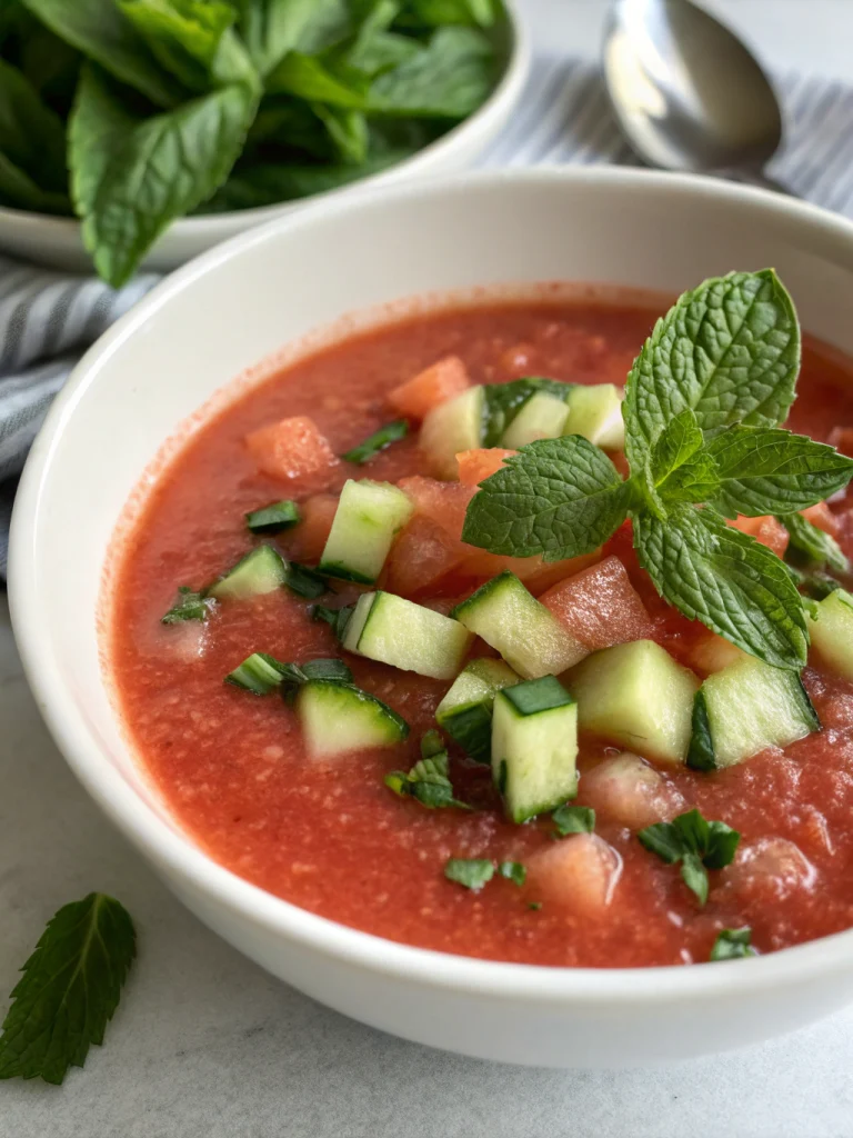 Gaspacho frais concombre et menthe