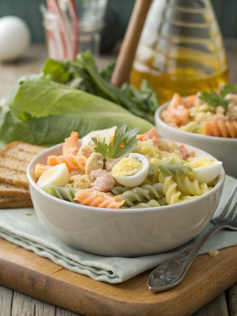 Salade de Pâtes au Surimi et Oeufs Durs
