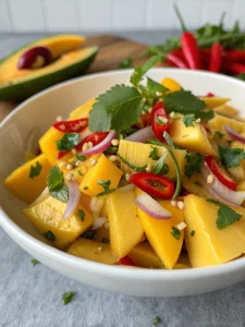 Salade rapide de mangue thaïe douce et piquante