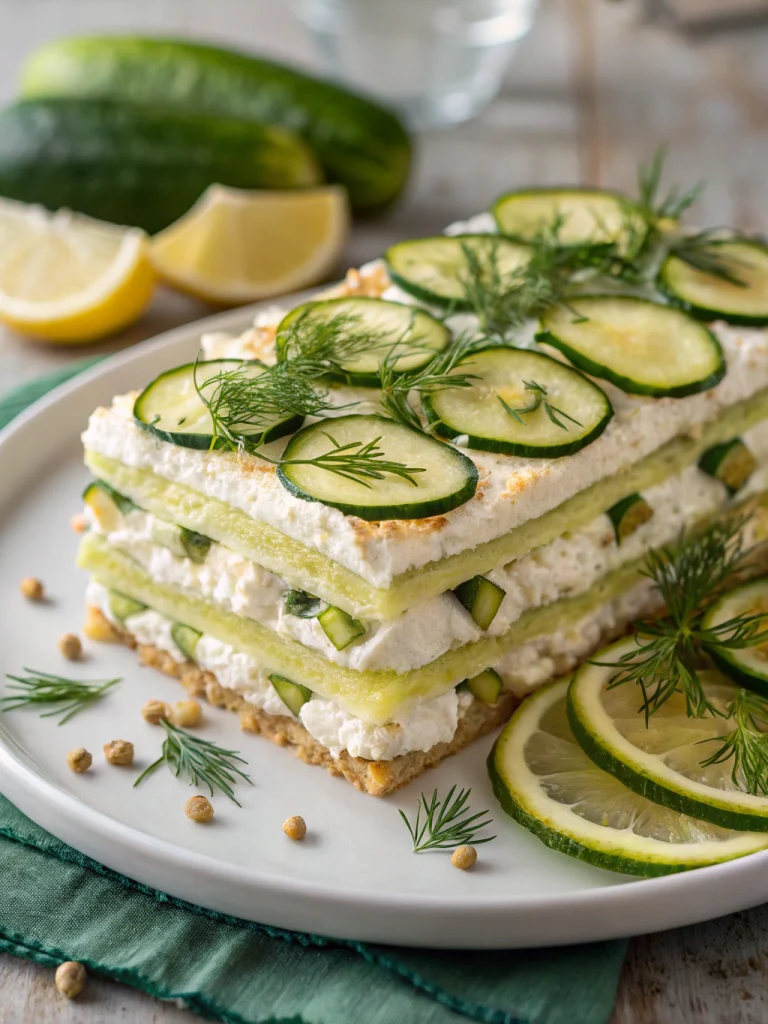 Tiramisu Salé aux Courgettes Feta Citron Vert & Aneth
