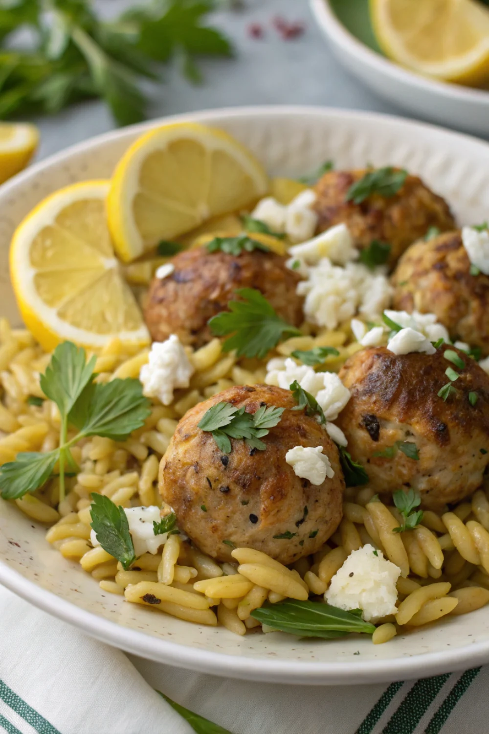 Boulettes grecques orzo citronné feta