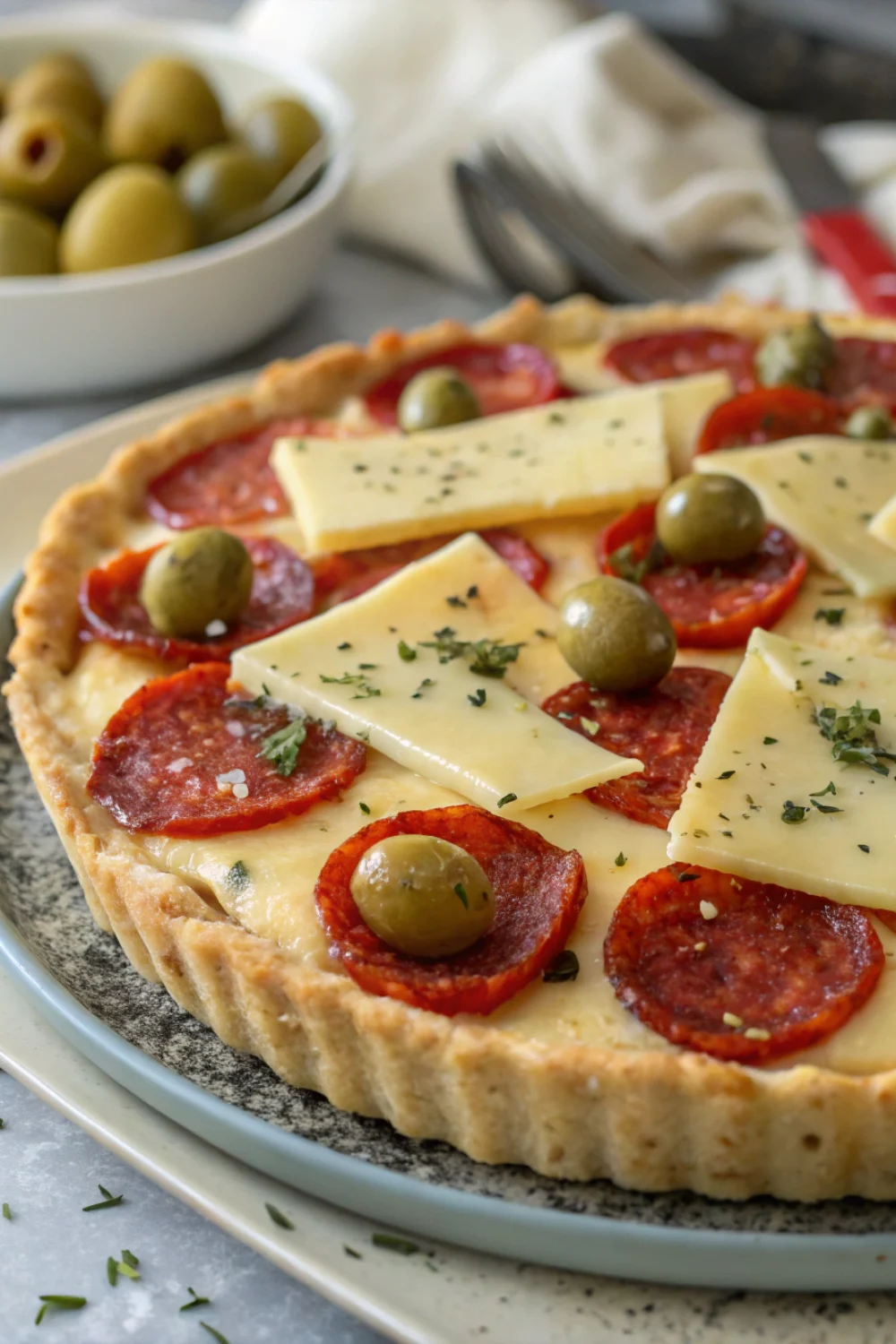 Cake salé chorizo olives gruyère