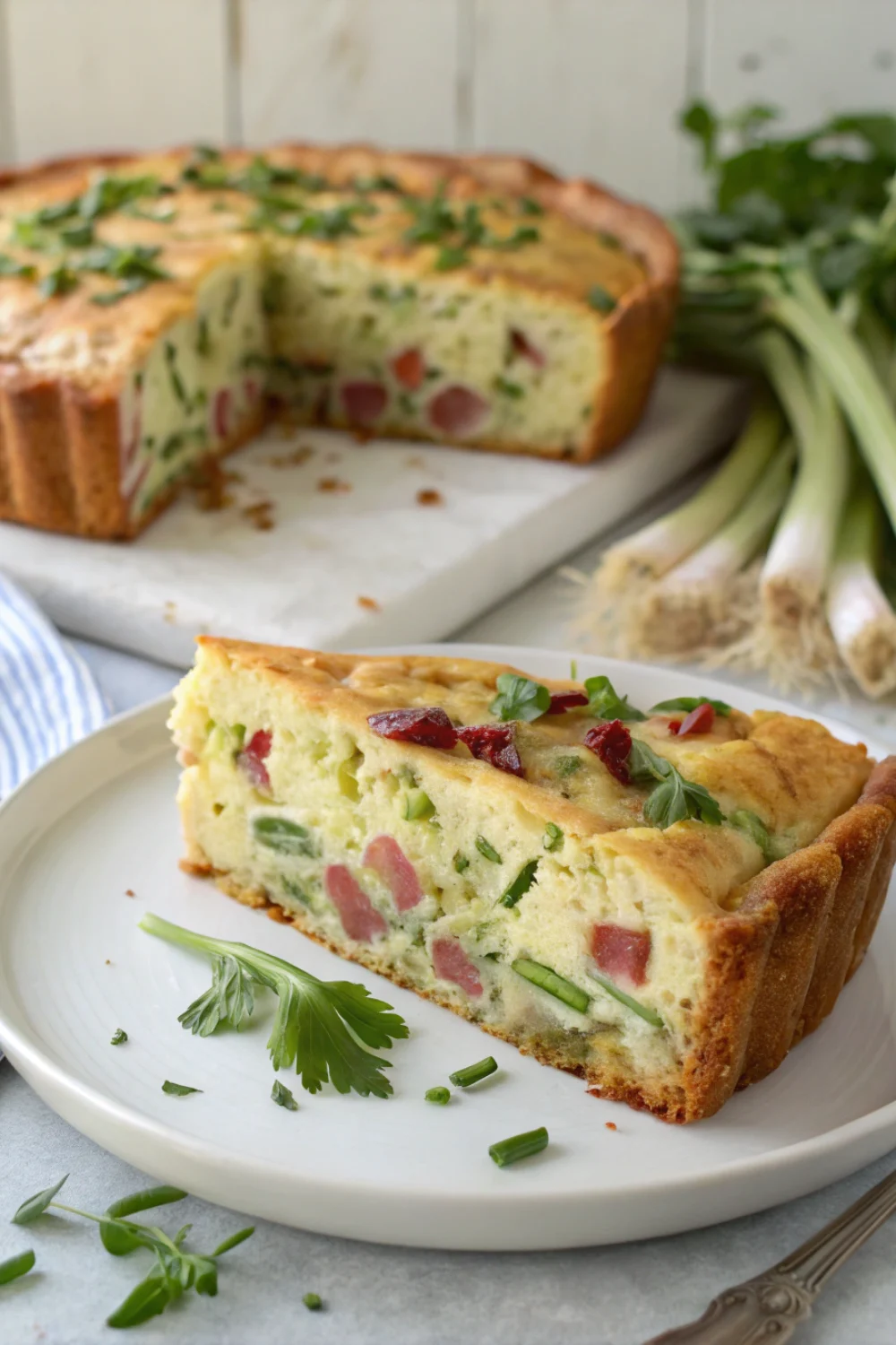 Cake salé aux poireaux et lardons