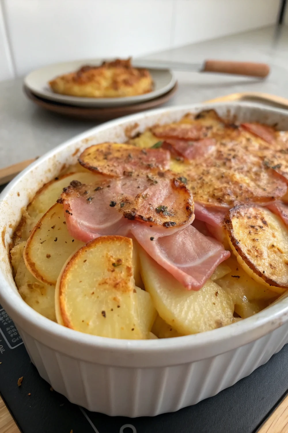 Cassolette déjeuner aux pommes de terre et jambon