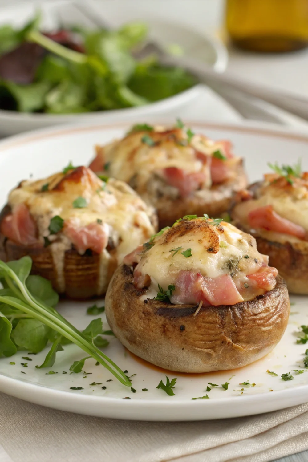 Champignons farcis au jambon et fromage