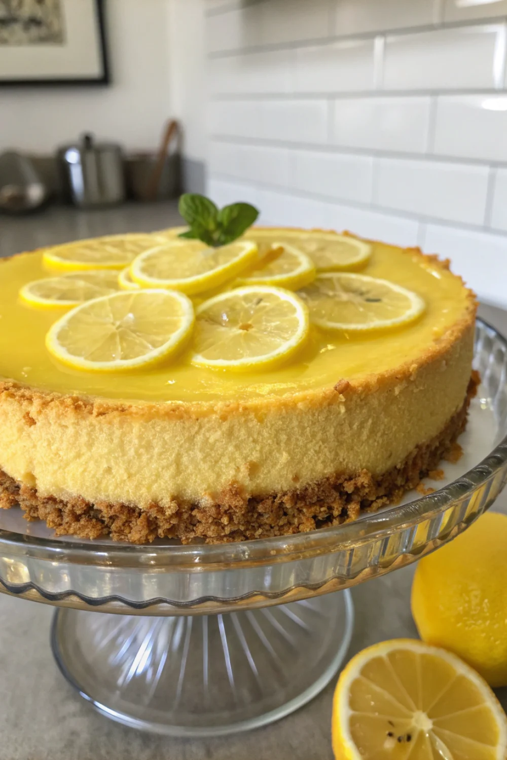 Cheesecake au citron avec croûte de biscuit
