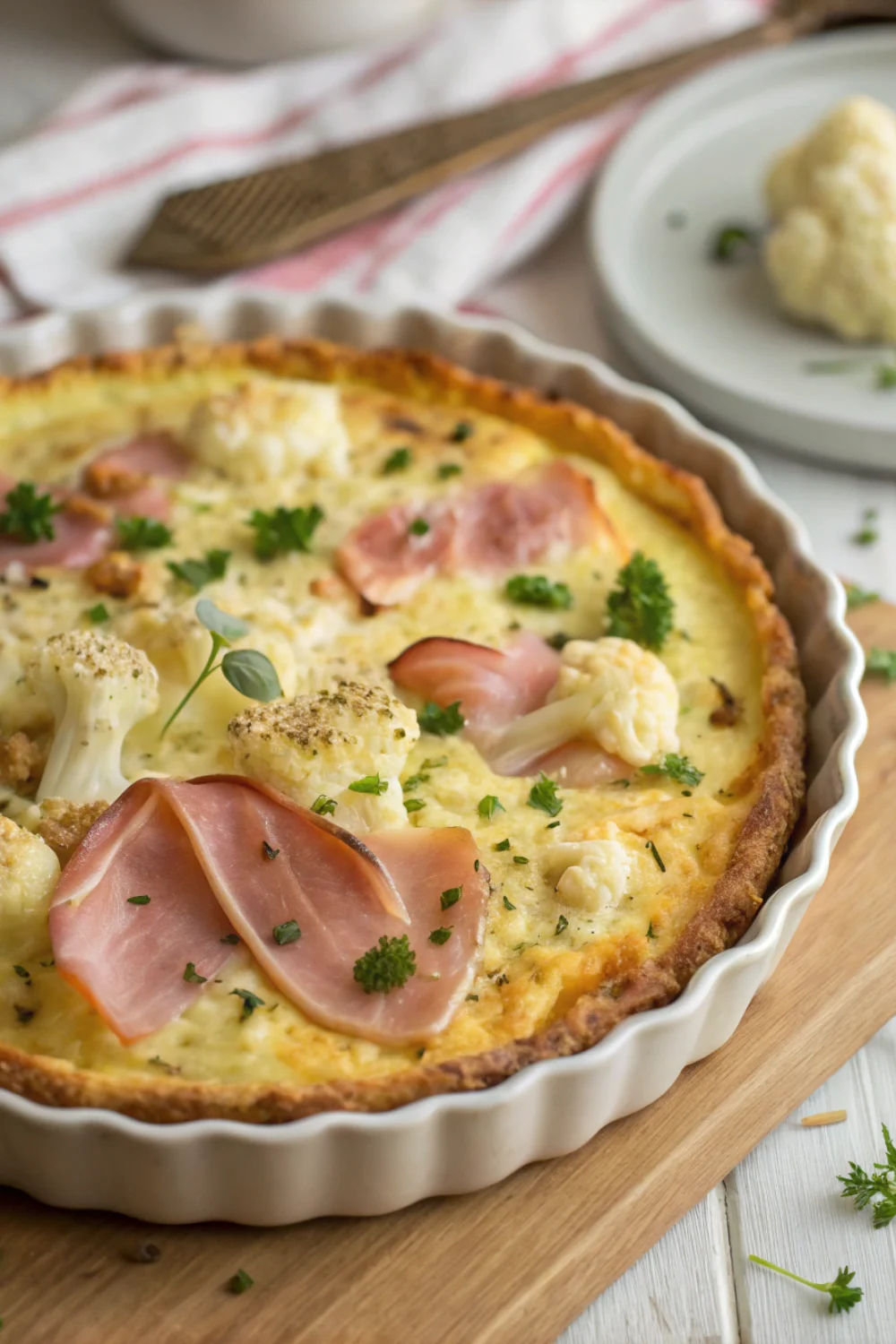 Clafoutis de chou-fleur au jambon léger
