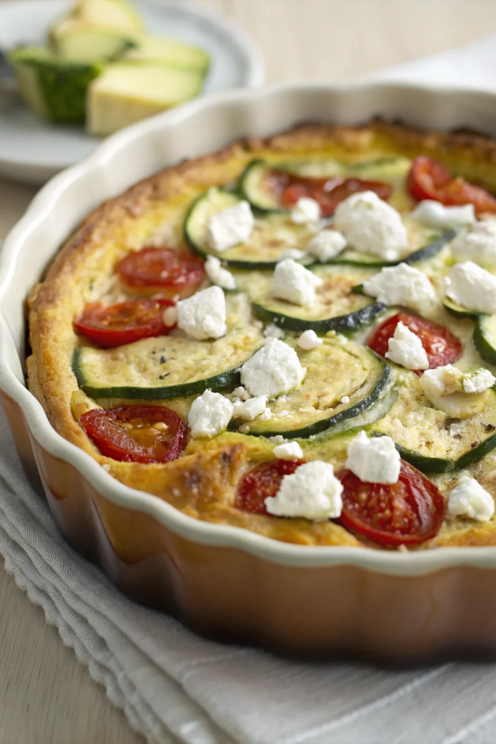 Clafoutis salé chèvre courgettes et tomates