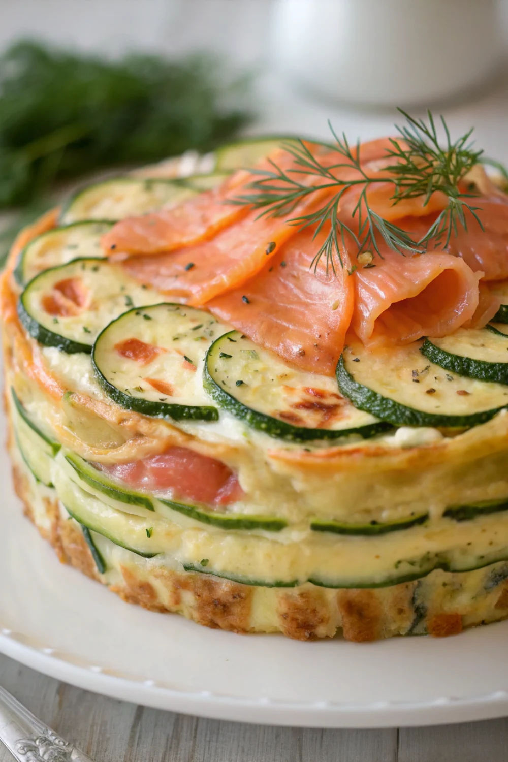 Croque-cake courgette et saumon fumé